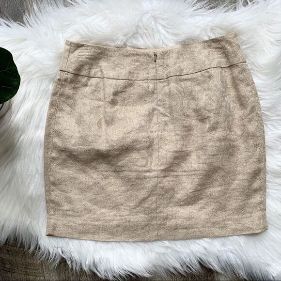 Michael Kors Cream and Gold Linen Skirt Size 4 - Picture 2 of 6